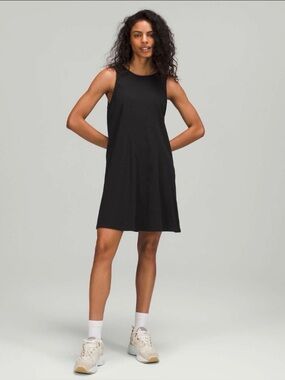 Lululemon Ribbed Cotton-Modal Sleeveless A-Line Dress in Cassis